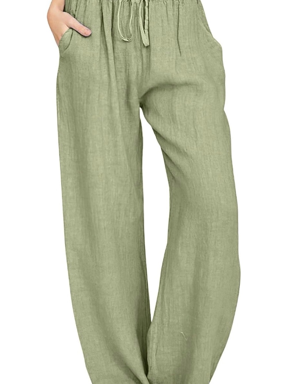 Women's Cotton Linen Wide Leg Drawstring Pants
